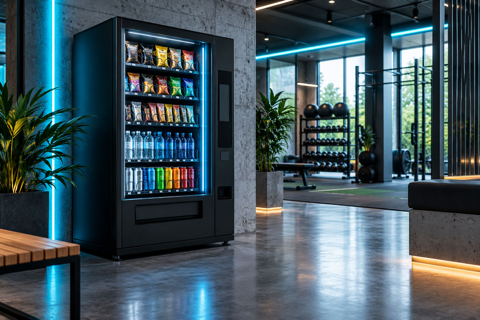 Vending machine in a modern gym